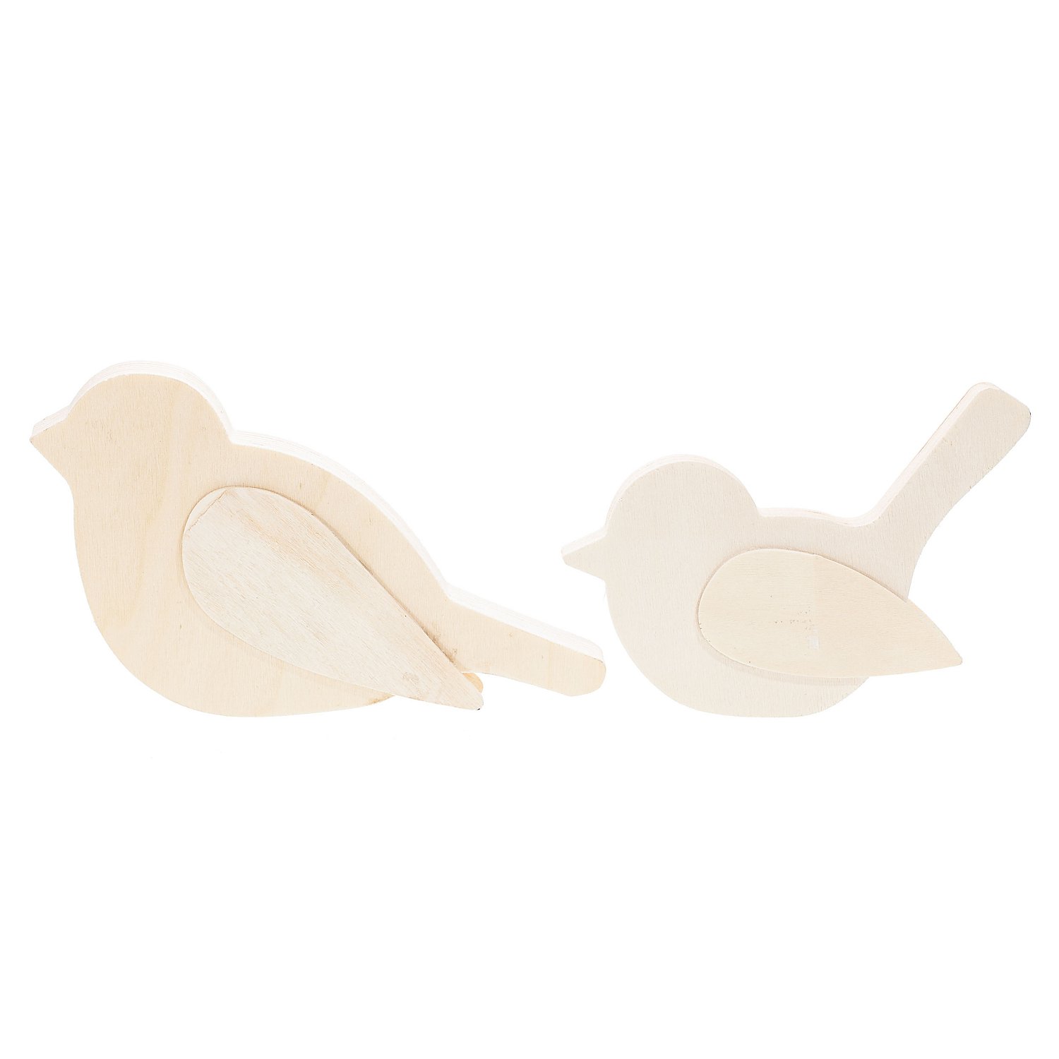 Vögel aus Holz, 12,5 cm und 16,5 cm, 2 Stück