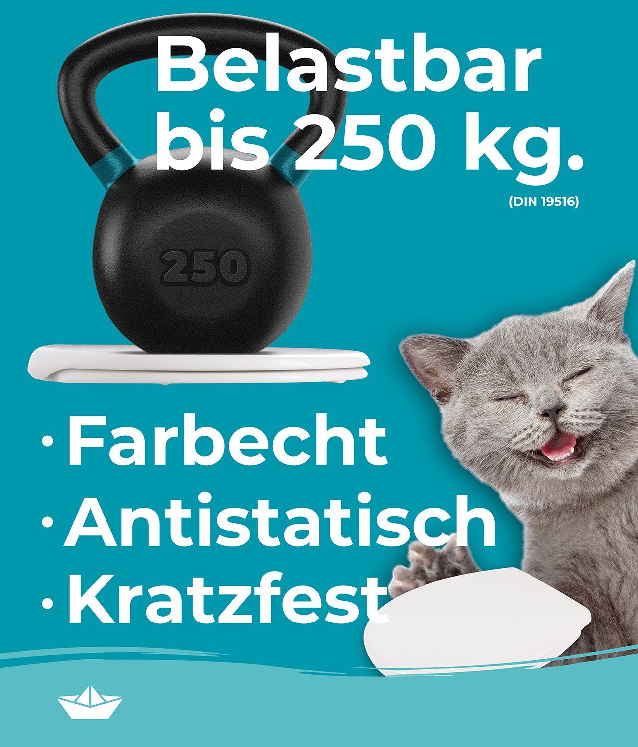 Calmwaters WC-Sitz Original, Made in EU, Absenkautomatik, Abnehmbar, Standard O-Form, 26LP2904