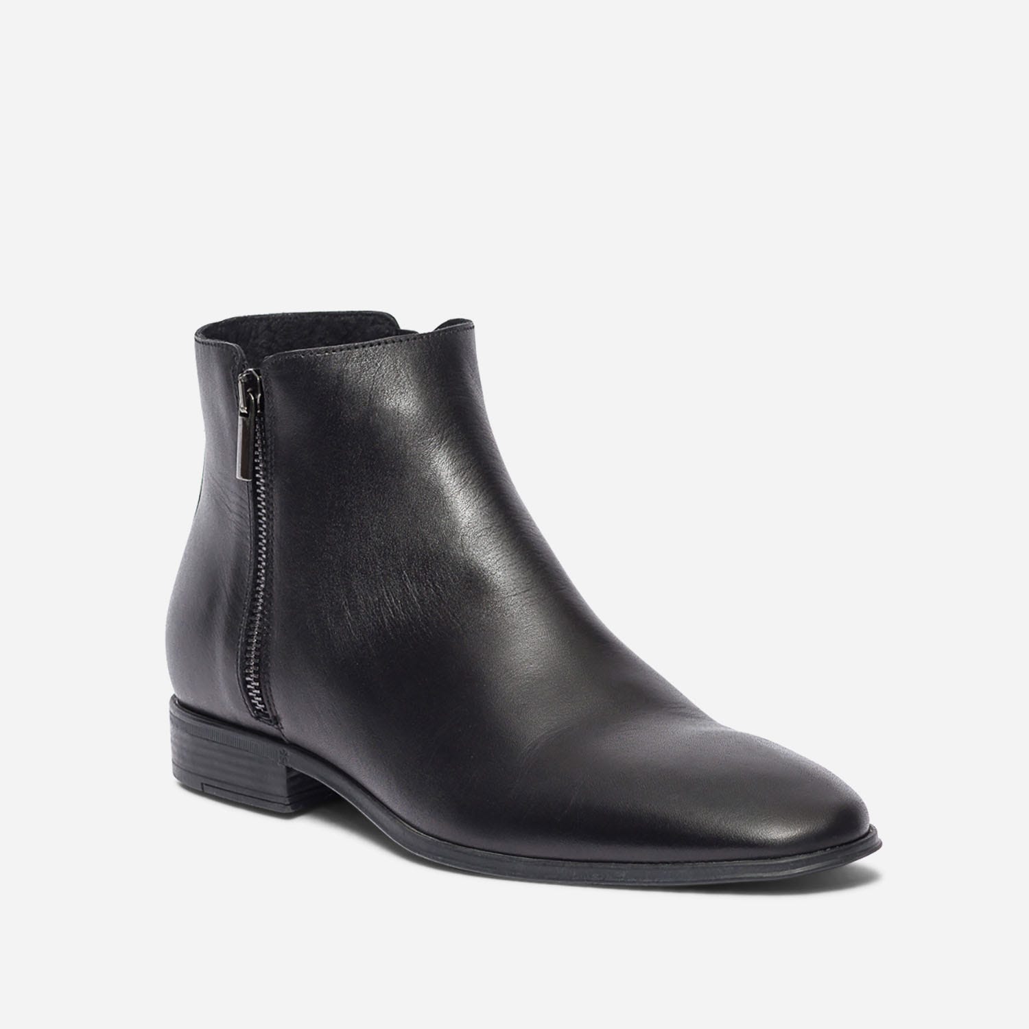 Boots noir en cuir à double zips