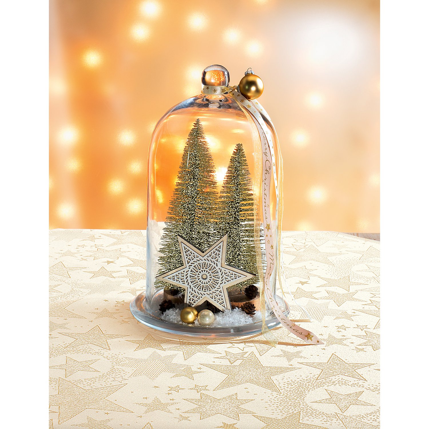 Deko-Tannenbäume, gold, 19 cm und 24 cm, 2 Stück