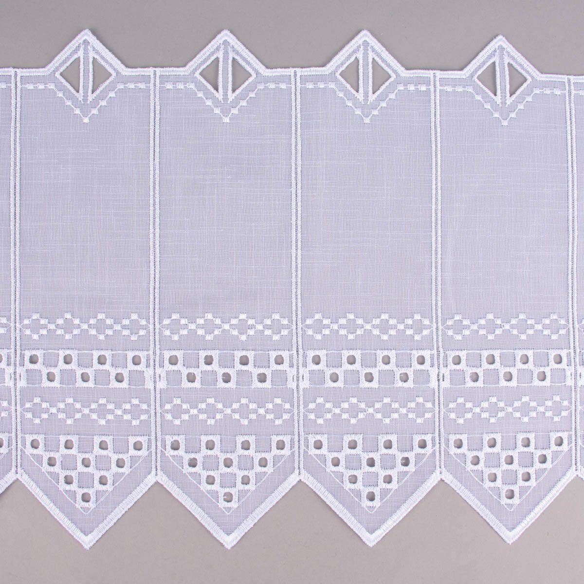 Meterware Stickerei-Panneaux Bistrogardine transparent nähfrei Stickerei Kästc, SCHÖNER LEBEN., leicht perforiert, Stickerei/Stickstoff, bestickt, pflegeleicht
