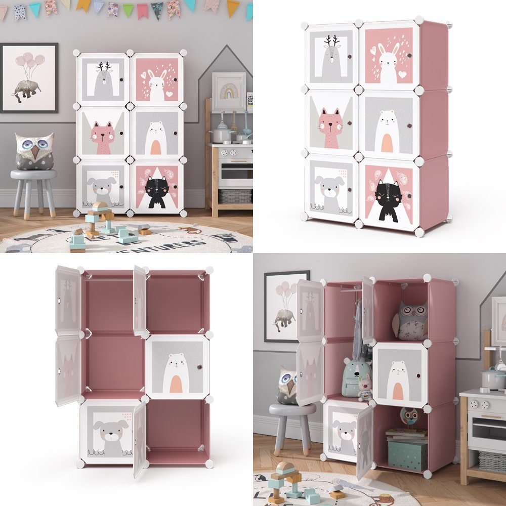 Vicco Bücherregal Kleiderschrank Steckregal Andy rosa modular 6 Fächer