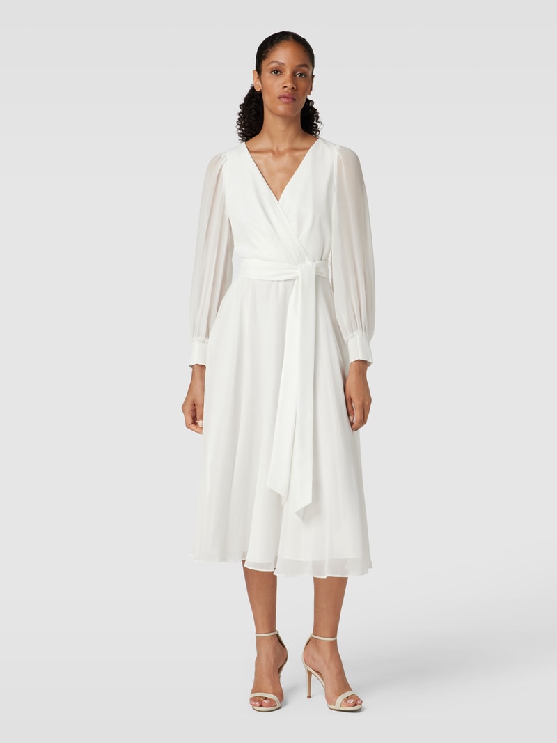 Cocktailkleid mit Bindegürtel in offwhite