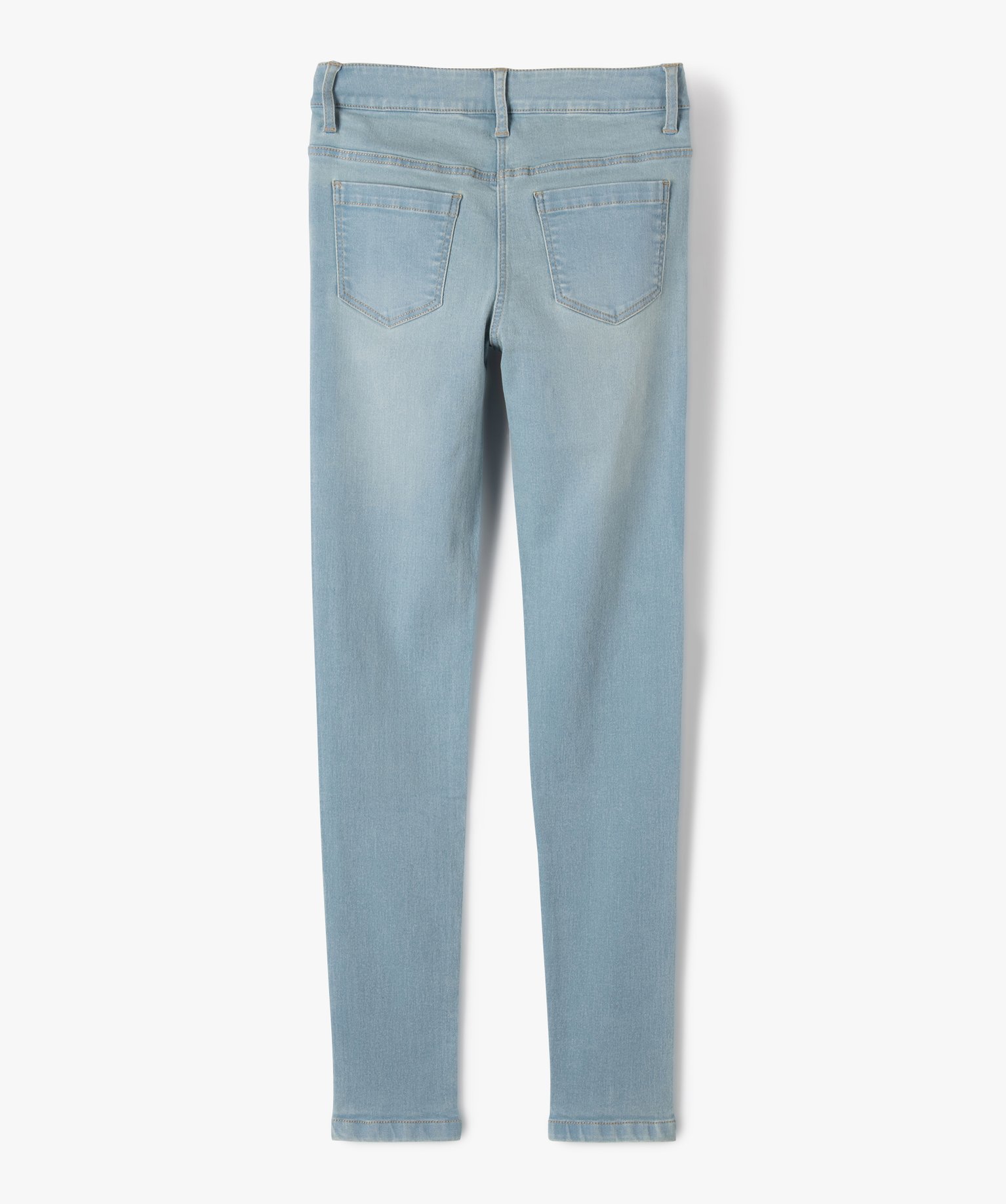 Jean fille coupe skinny en matière extensible bleach | GEMO