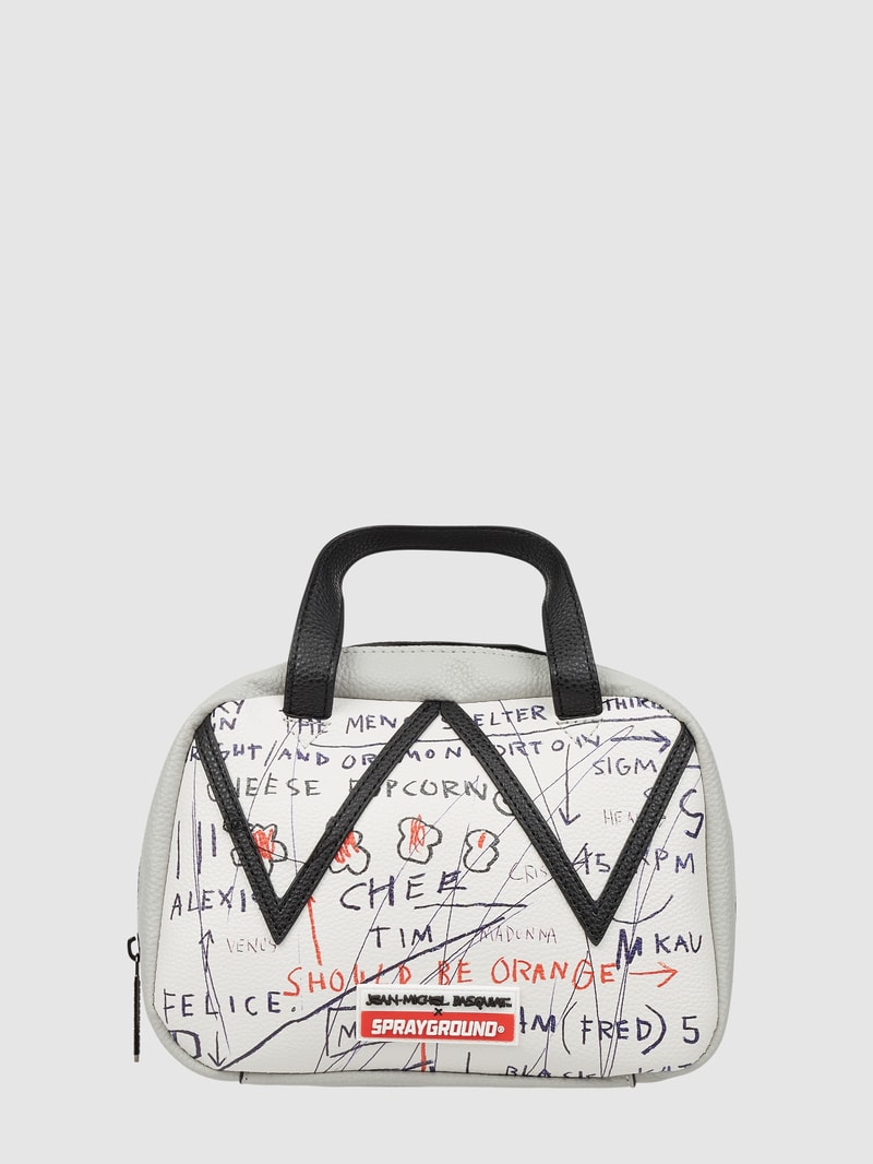 Tasche in Leder-Optik mit Print in weiß