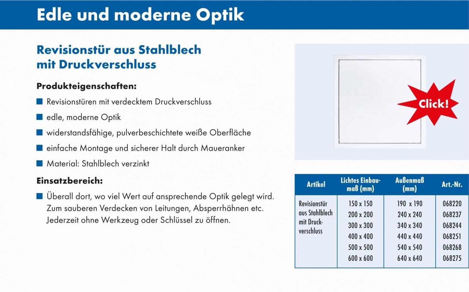 Marley Deutschland GmbH Aluminium Wandfliese Marley Revisionstür 30x30cm Wartungsklappe Revisionsklappe Wartungstür Revision, 0x0, Klappendeckel aushängbar, mit verdecktem Schnappverschluss