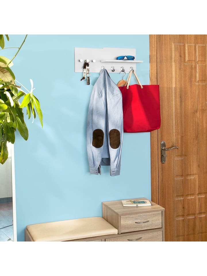 SoBuy Wandgarderobe in Weiß - (B)50 x (T)21cm günstig kaufen onesize