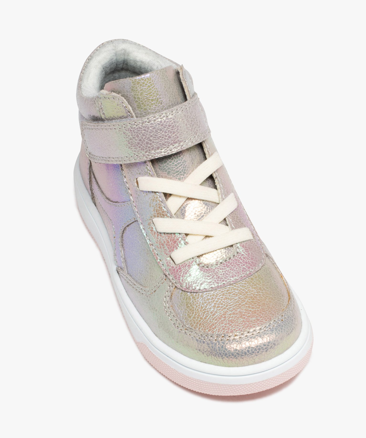 Baskets mid-cut fille avec dessus irisé et fermeture scratch argent | GEMO
