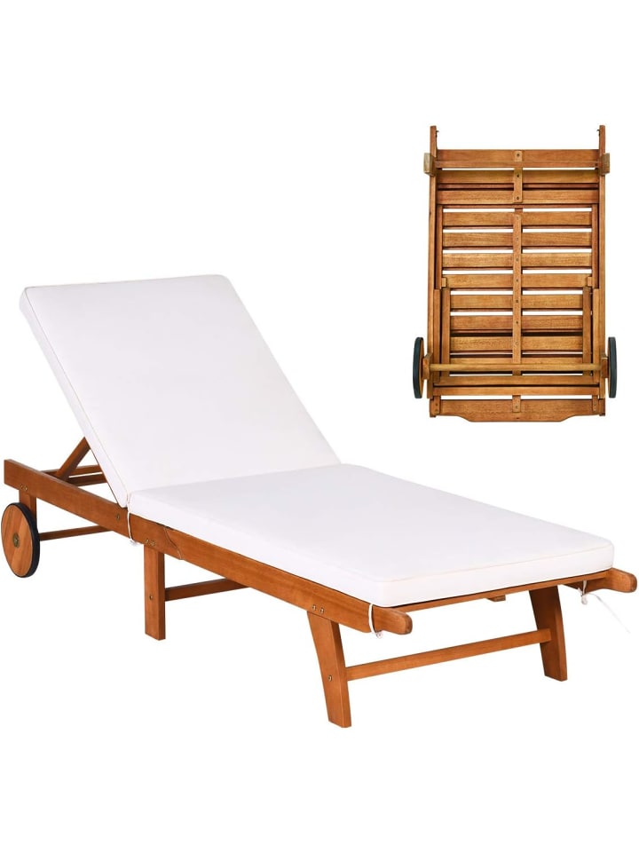 COSTWAY Sonnenliege Holz in Braun günstig kaufen onesize