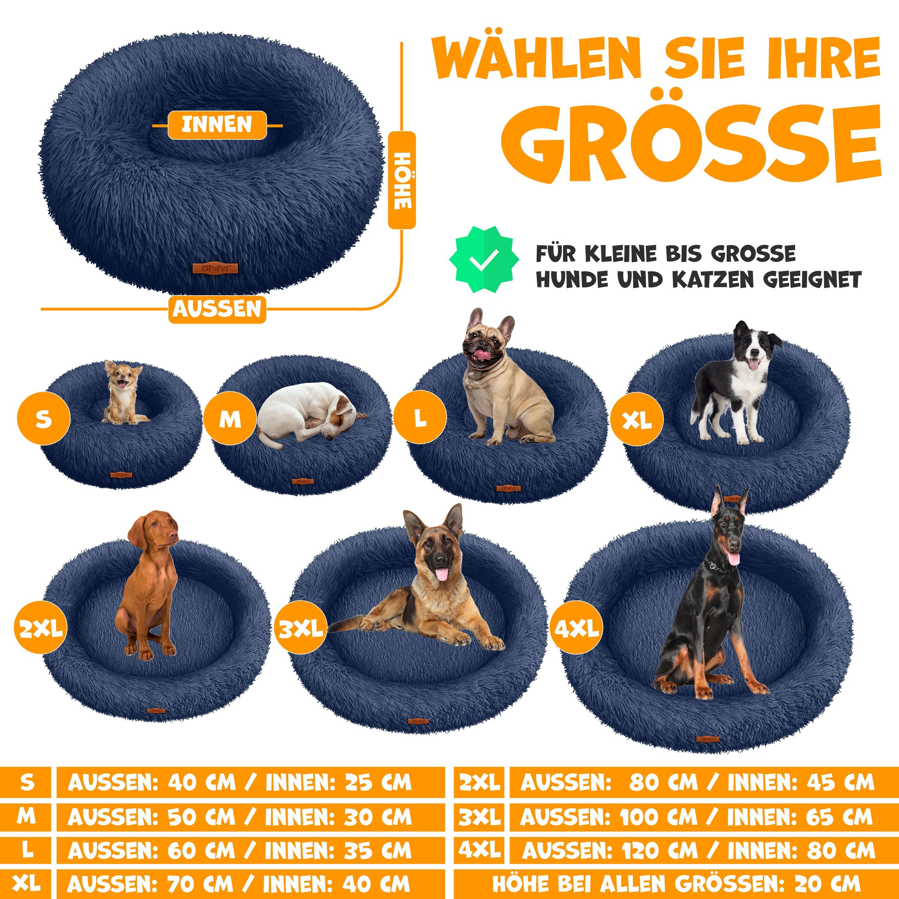 Lovpet Tierbett, Hundebett Hundekissen Katzenbett Bagel, Waschbar, Inkl. Napf