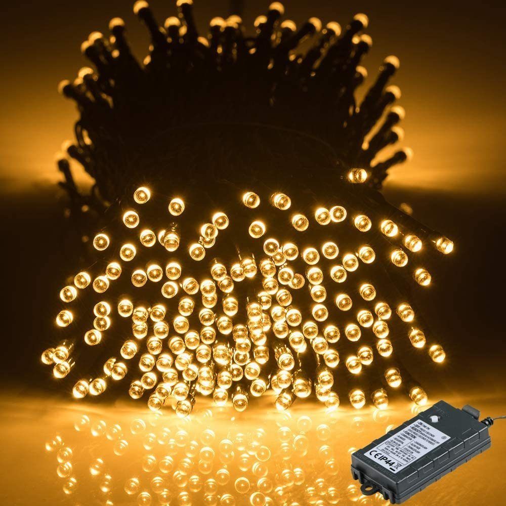 Elegear LED-Lichterkette 40M 300 LEDs Lichterkette für Weihanchtsbaum, 300-flammig, Weihnachtsdeko mit Batterie, Timer, 8 Modi