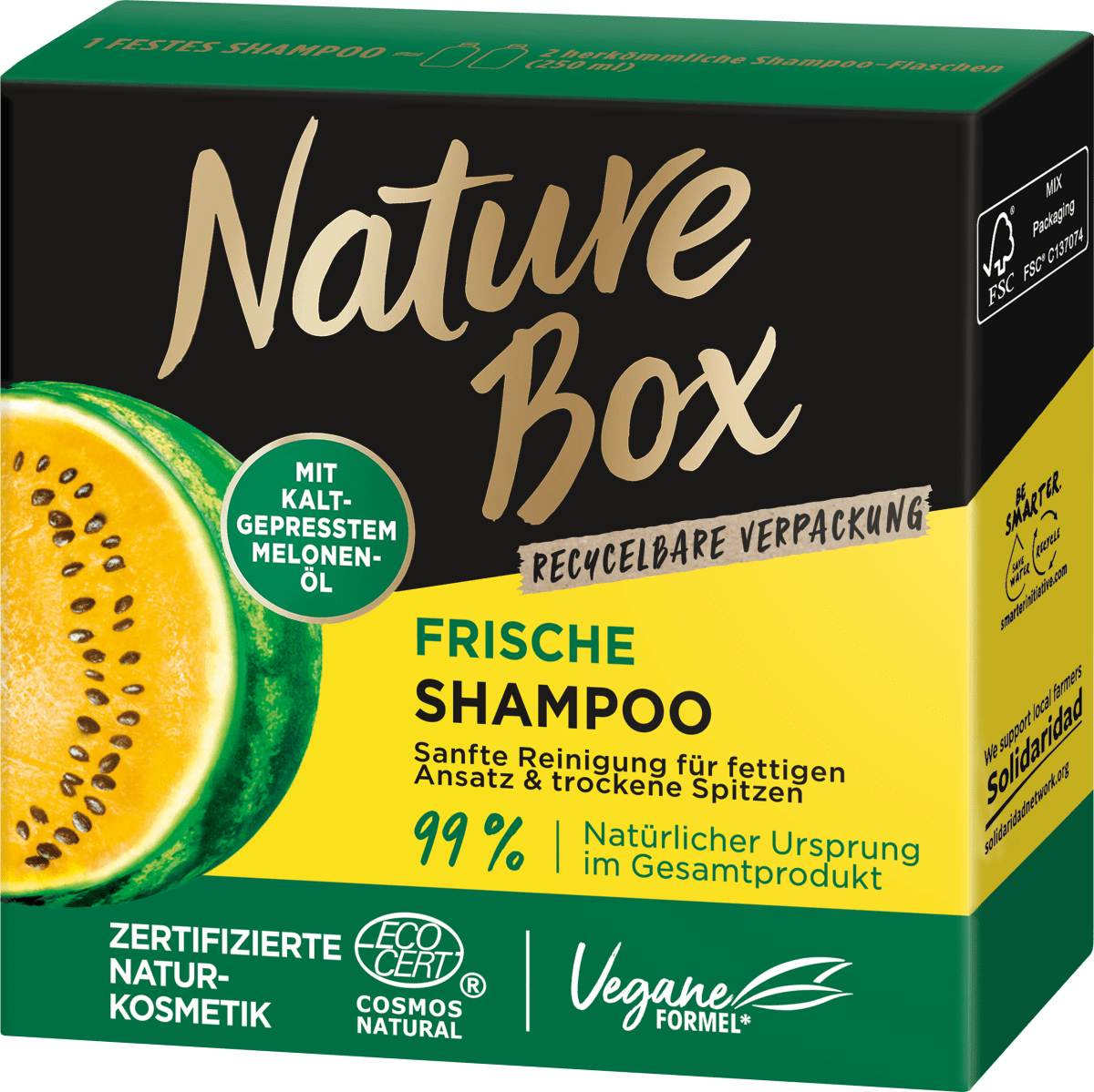 Festes Shampoo mit kaltgepresstem Melonen-Öl, 85 g