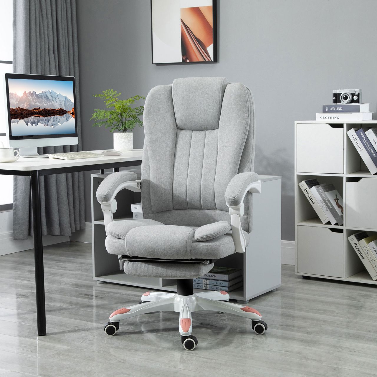 Vinsetto Massage Sessel Bürostuhl Gaming Stuhl Polyester Schaumstoff Nylon Grau