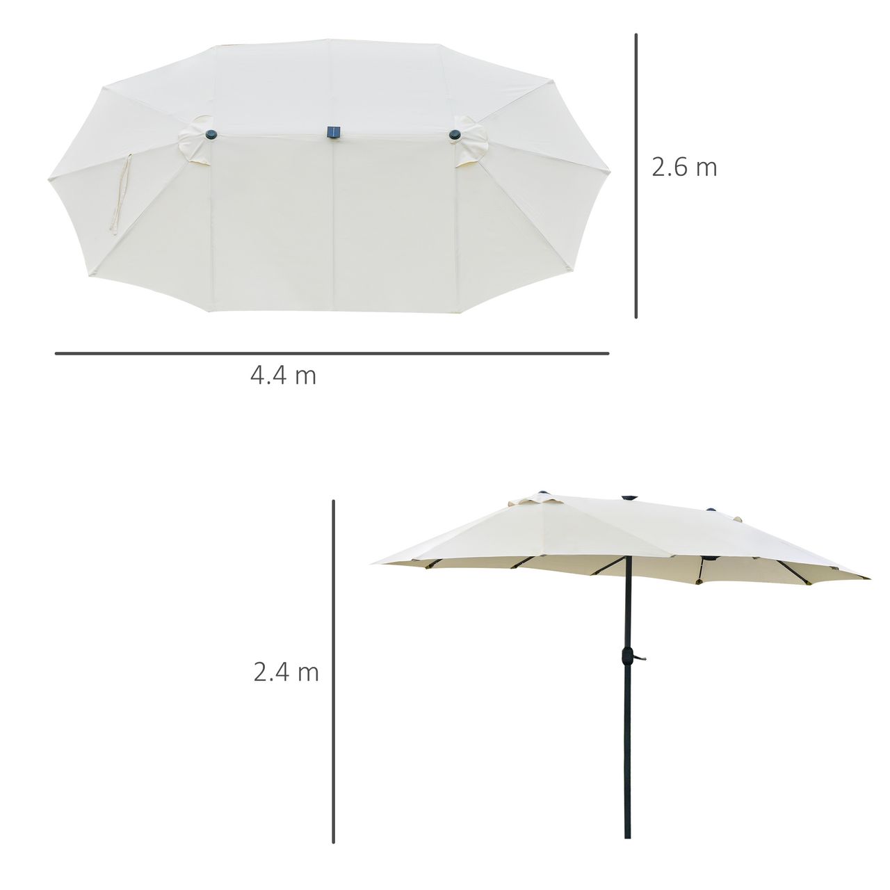 Outsunny Sonnenschirm mit LED Doppelsonnenschirm 440 x 256 cm Gartenschirm