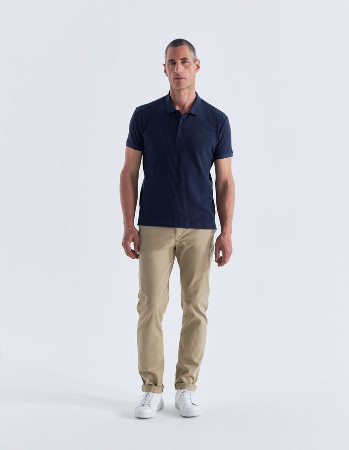 Polo marine relief effet tressé Homme