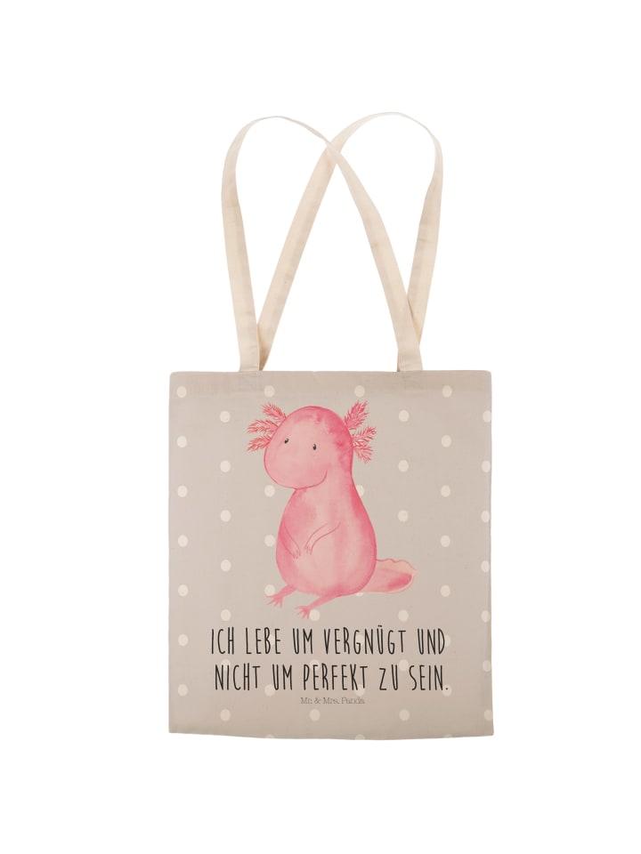 Mr. & Mrs. Panda Einkaufstasche Axolotl Niedlich mit Spruch in Grau Pastell günstig kaufen onesize