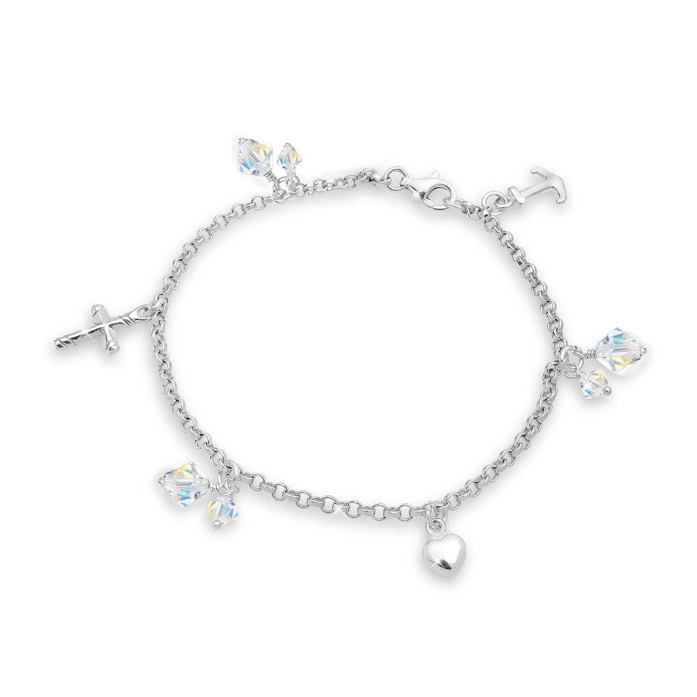 Elli Elli Bracelet Femmes Croix Cœur Ancre avec Cristaux en Argent Sterling 925 Bracelet
