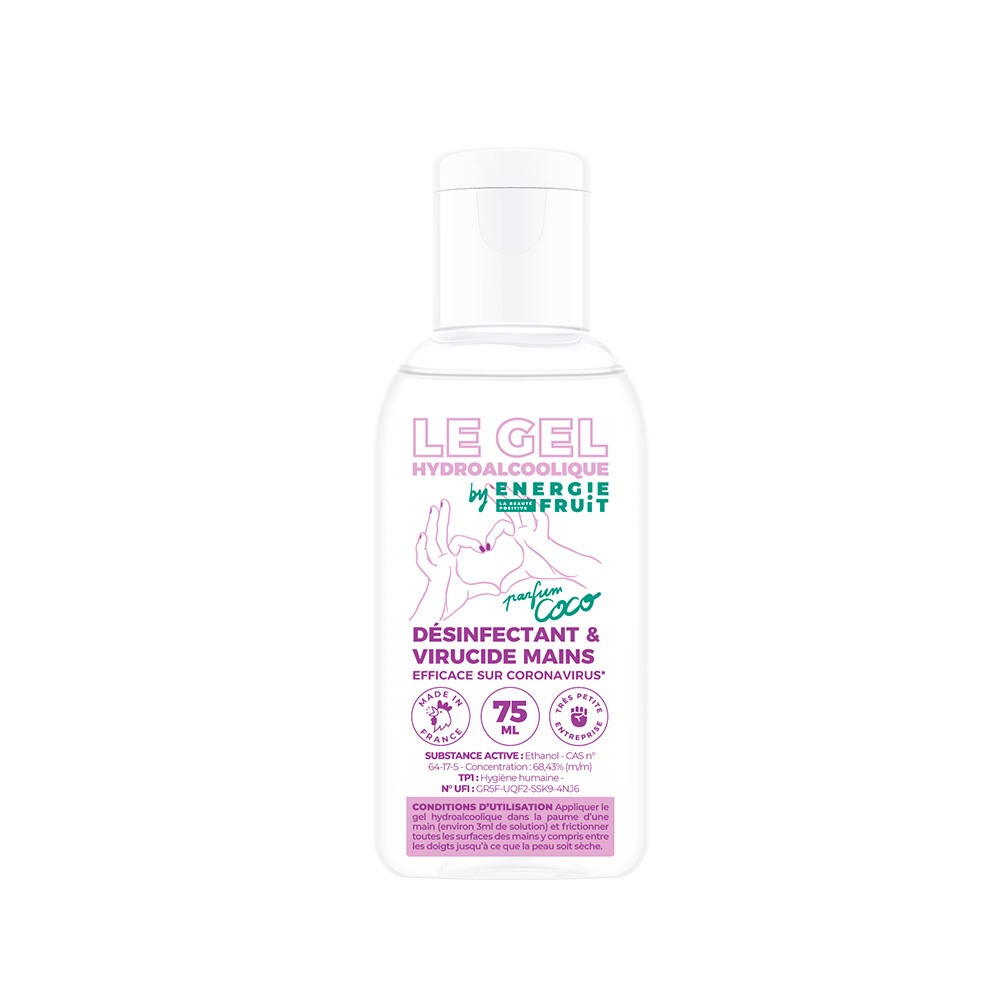 energie fruit Gel Hydroalcoolique Coco | Désinfectant& Virucide mains Gel hydroalcoolique