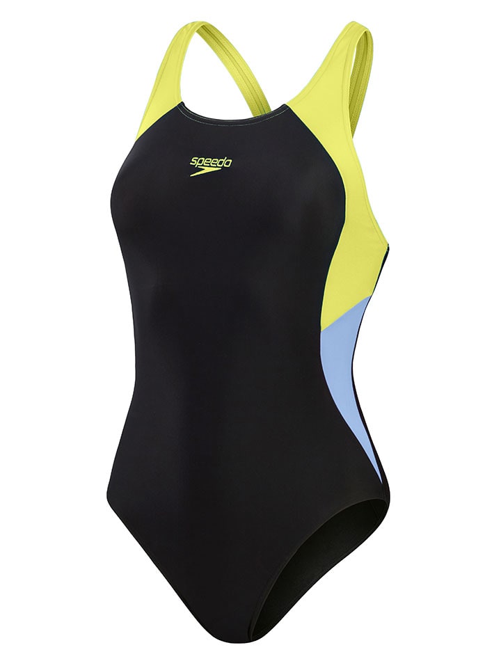 Speedo Badeanzug in Schwarz/ Gelb günstig kaufen
