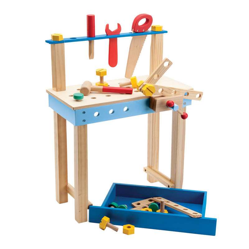 Établi de bricolage en bois avec ses outils Oxybul