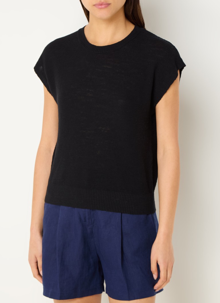 Benetton Fine-knit top in linen blend