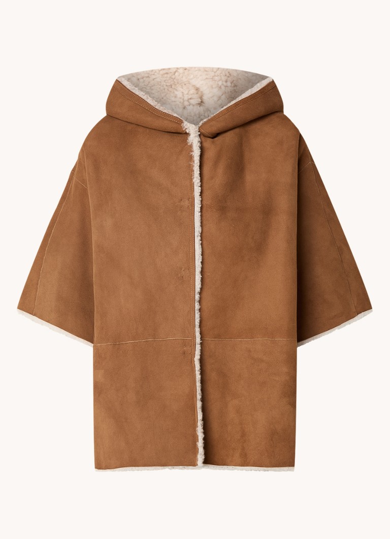 Gerard Darel Loriane vendbar saueskinnsponcho med hette