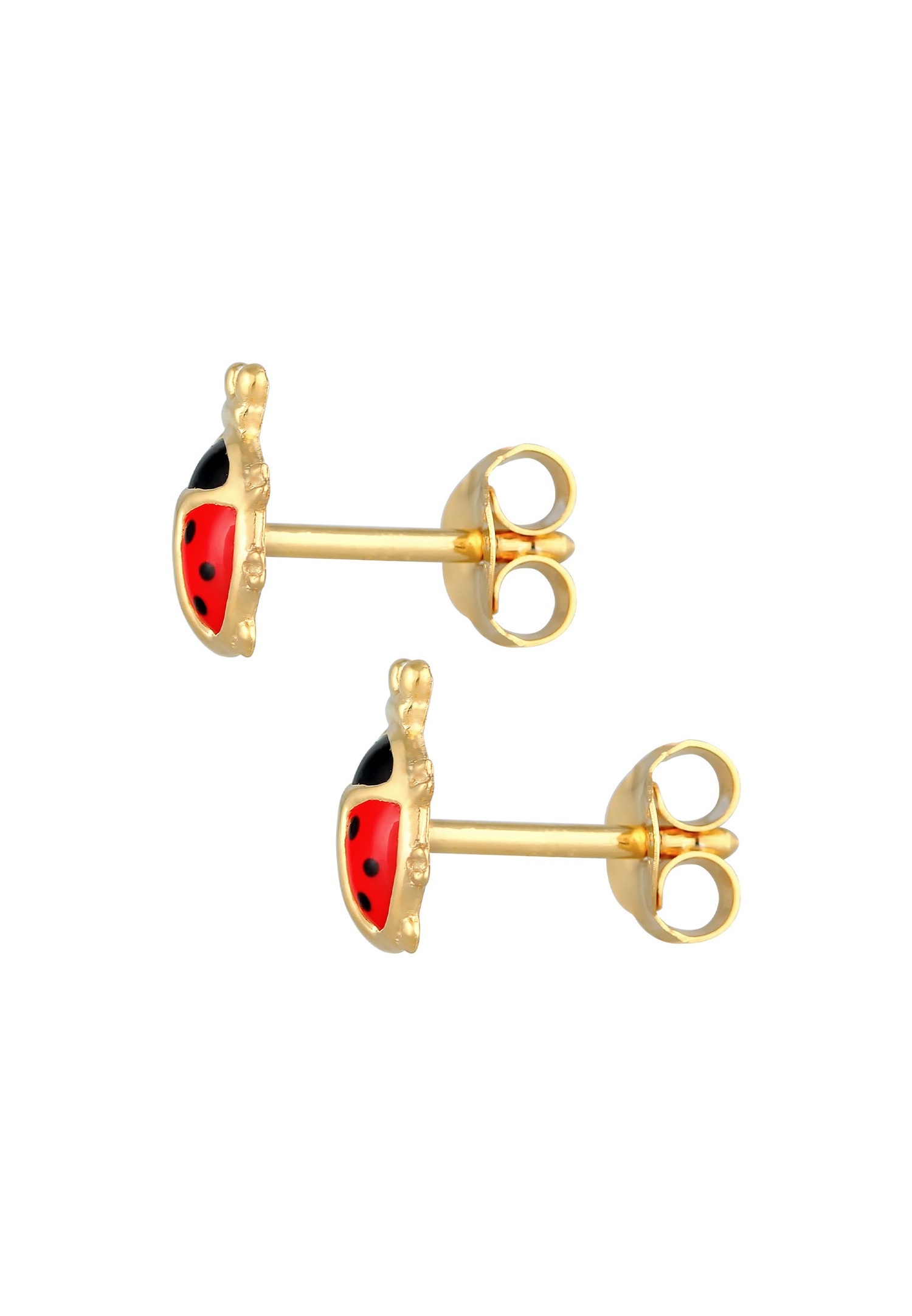 Orecchini a perno portafortuna a forma di coccinella per bambini Elli, in argento sterling 925 e smalto.
