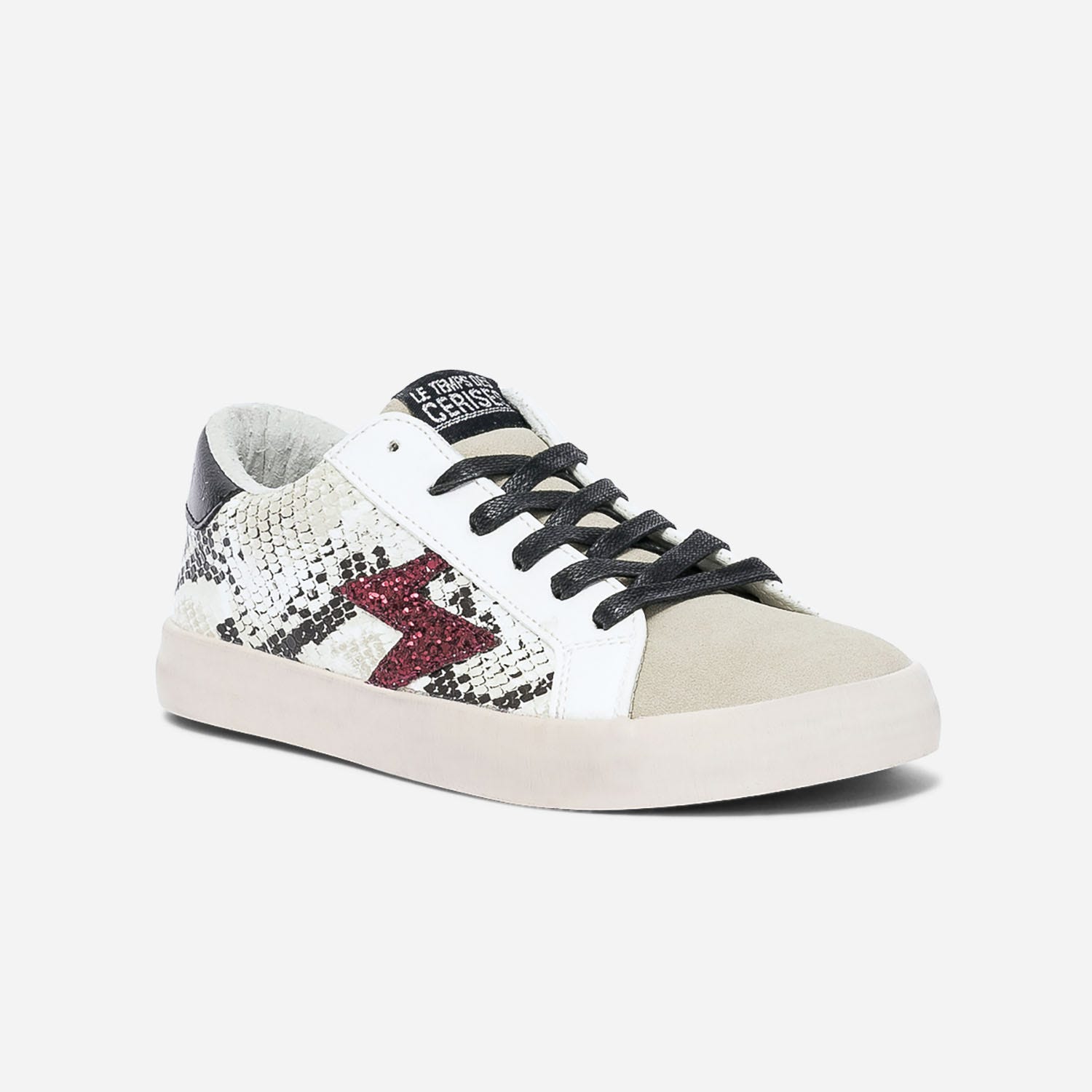 Tennis LE TEMPS DES CERISES blanc et beige