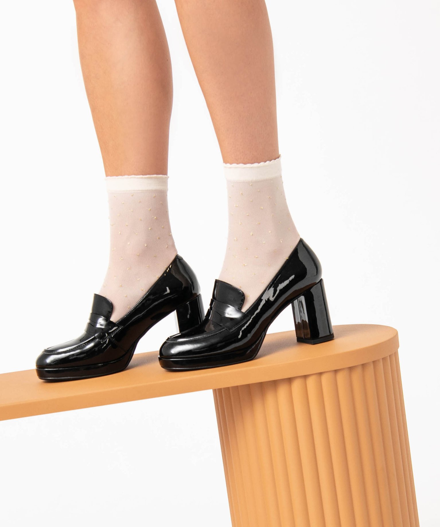Mocassins femme vernis à talon haut noir | GEMO