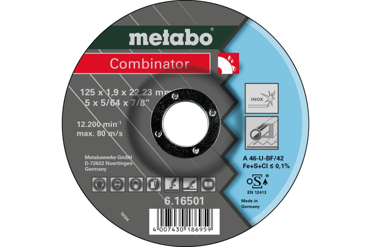 Akcesoria Metabo 616501000 Kombinator (tarcza tnąca/szlifująca w 1) Ø 125x1,9x22,23 Stal nierdzewna