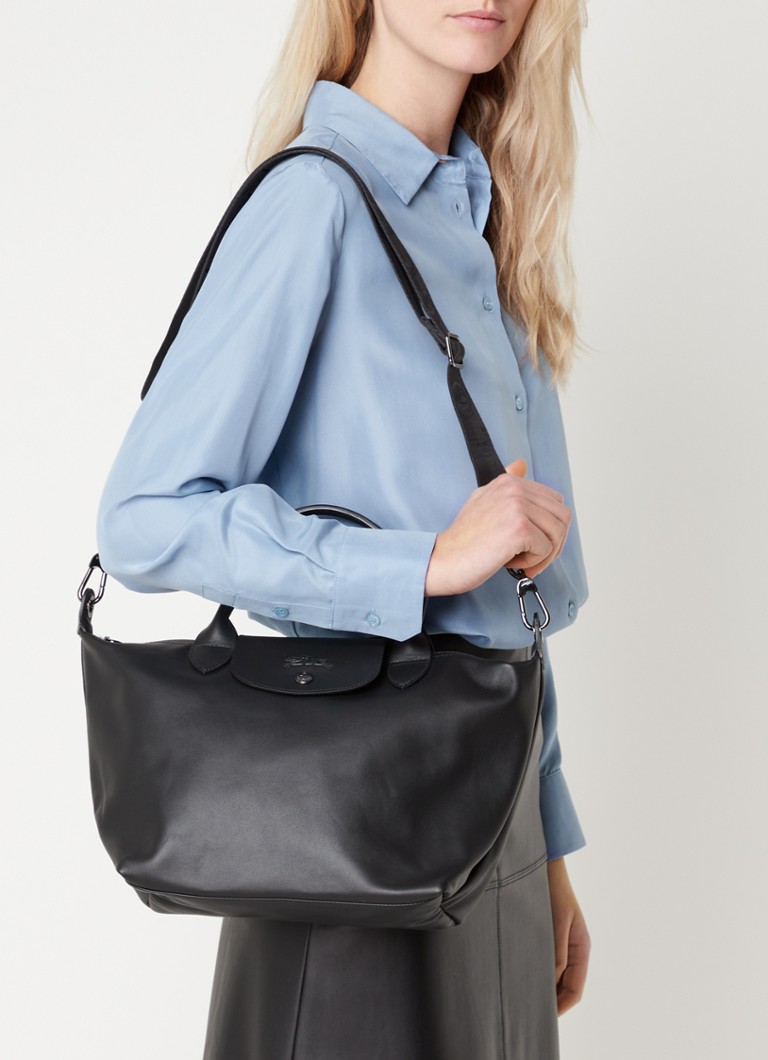 Geantă de mână din piele Longchamp Le Pliage Xtra S cu curea de umăr detașabilă.