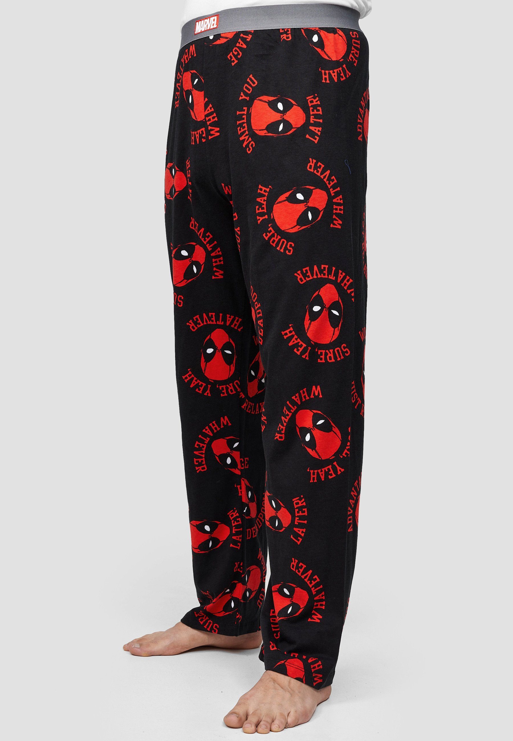 Recovered Pyjamahose Marvel Deadpool Slogan Heads GOTS zertifizierte Bio-Baumwolle