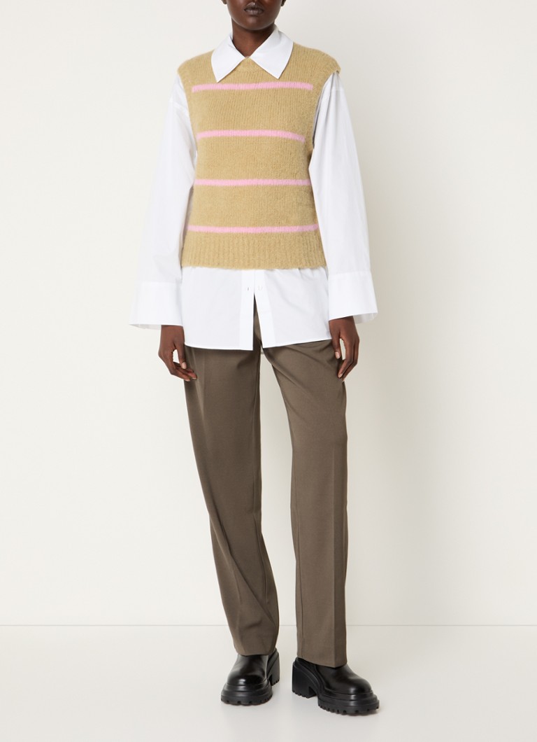SAMSØE SAMSØE Chunky knit spencer in alpaca wool blend with stripe print