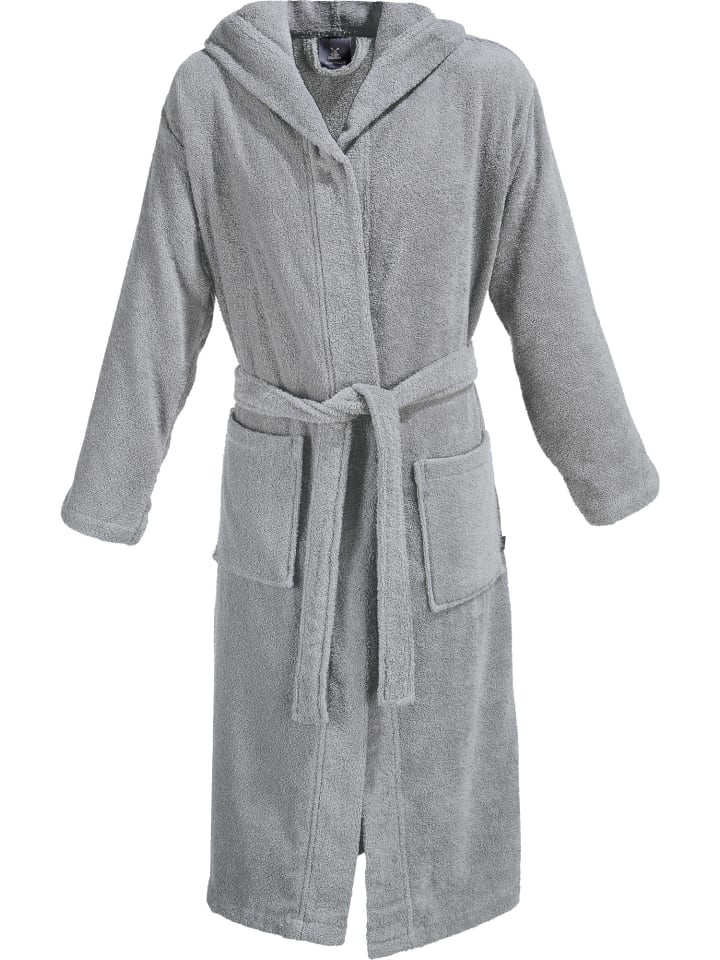Erwin Müller Frottier Unisex-Bademantel mit Kapuze Heidelberg in hellgrau günstig kaufen