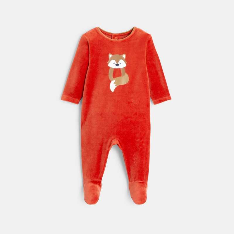 Dors-bien velours renard orange bébé garçon
