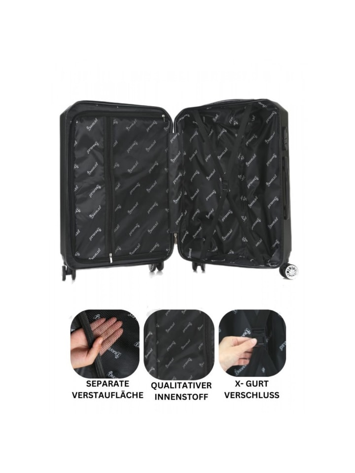 Cheffinger Reisekoffer Koffer 3 tlg Set Trolley Kofferset Handgepäck in Schwarz günstig kaufen onesize