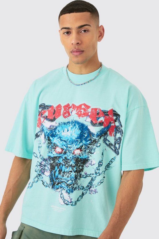 Kastiges Oversize T-Shirt mit Acid-Waschung