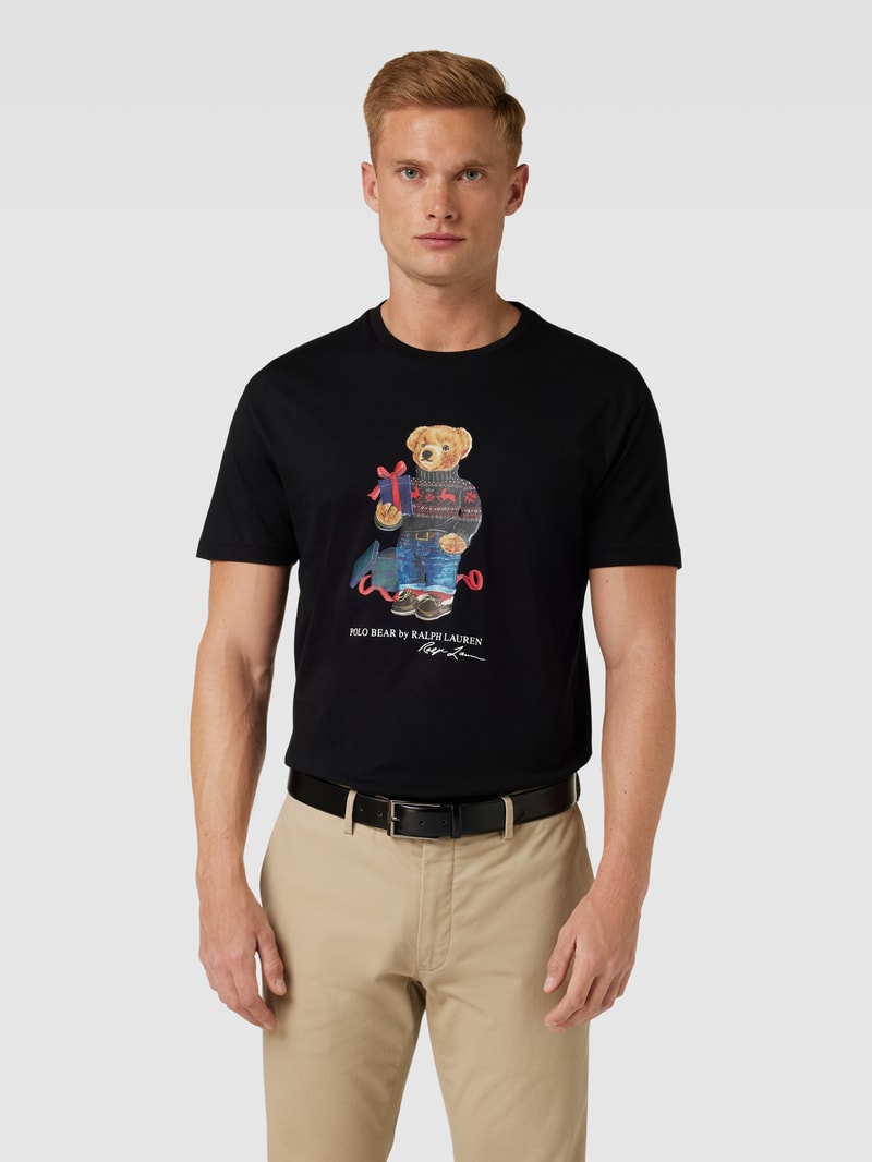 T-Shirt mit Label-Print in schwarz