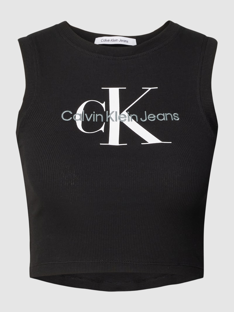 Crop Top mit Logo-Print in black