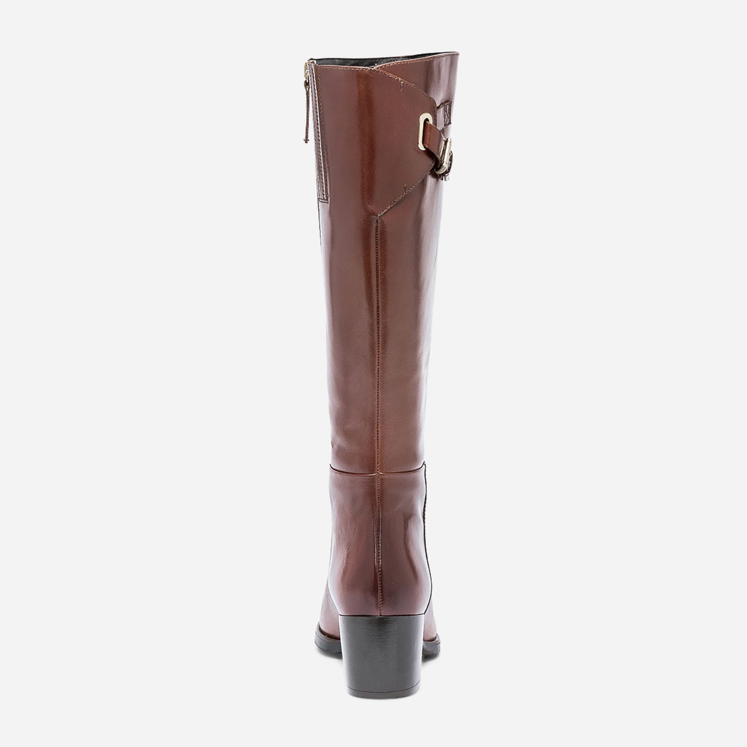 Botte cognac en cuir pour mollet large