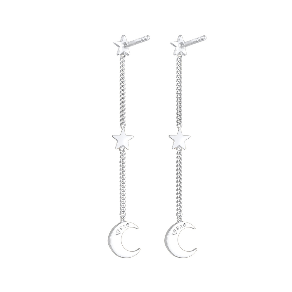 Elli Elli Boucles d'Oreilles dames Star Crescent Astro Trend en 925/1000 argent massif Boucles d'oreilles