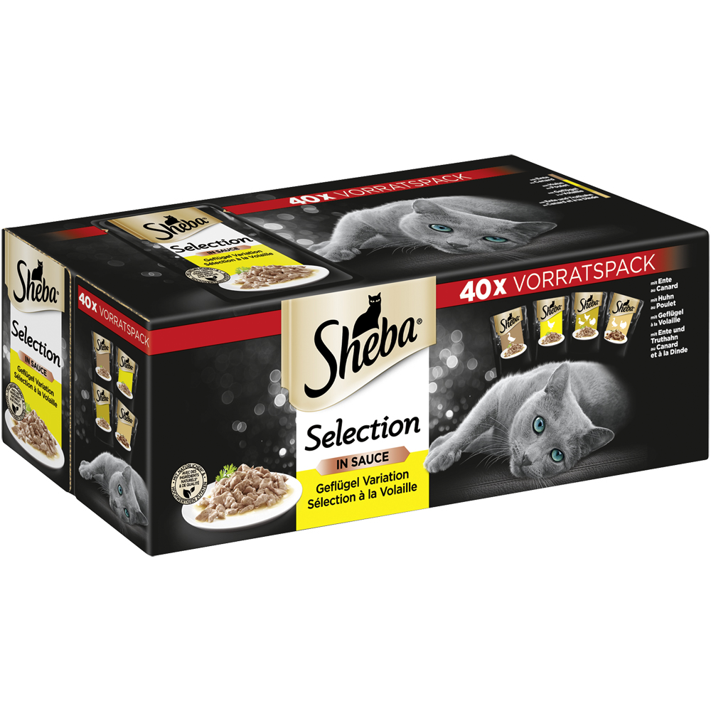 Sheba Portionsbeutel Multipack Selection in Sauce Geflügel Variation 40 x 85g