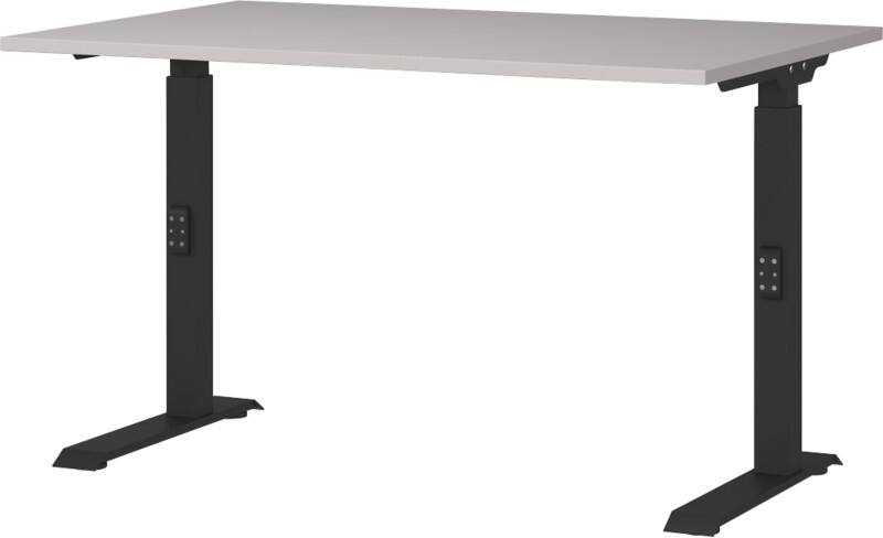 GERMANIA Sitz-Stehschreibtisch Metall, Spanplatte Kaschmir Schwarz C-Fuß 1.200 x 800 x 910 mm