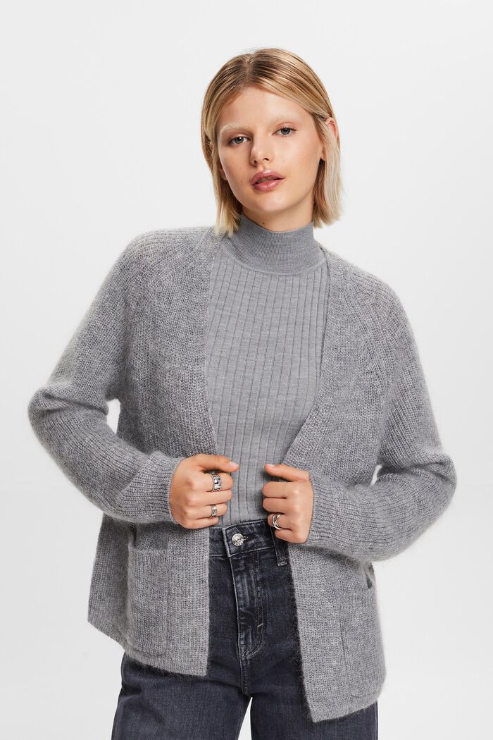 Offener Rippstrick-Cardigan