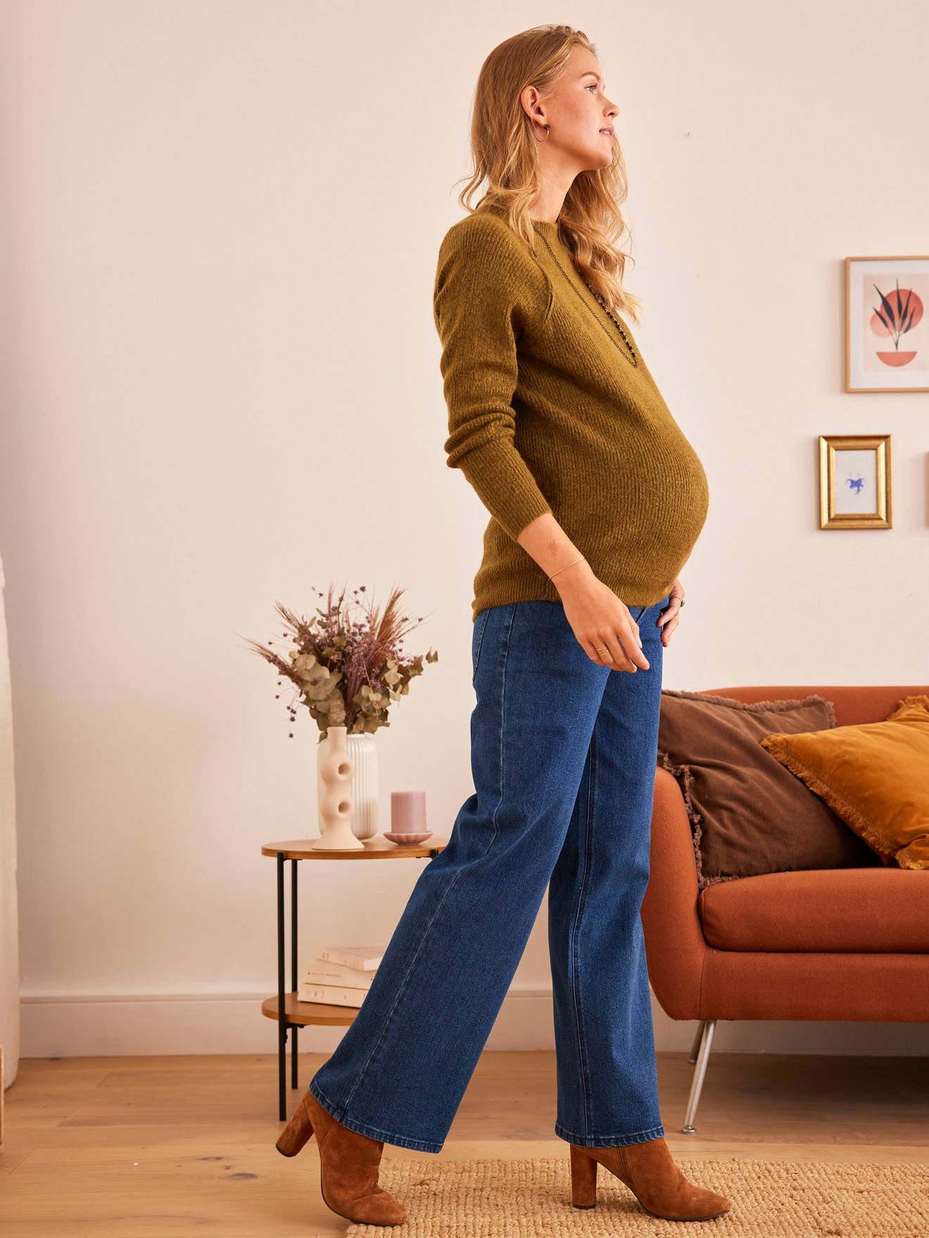 Jean Wide Leg de grossesse entrejambe 78 cm bleu denim