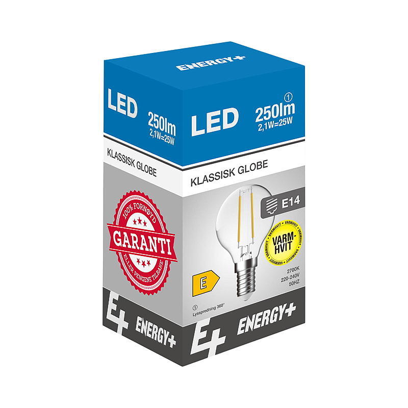 Energy Lyspære LED 250 lm Globe klar E14 G45 E