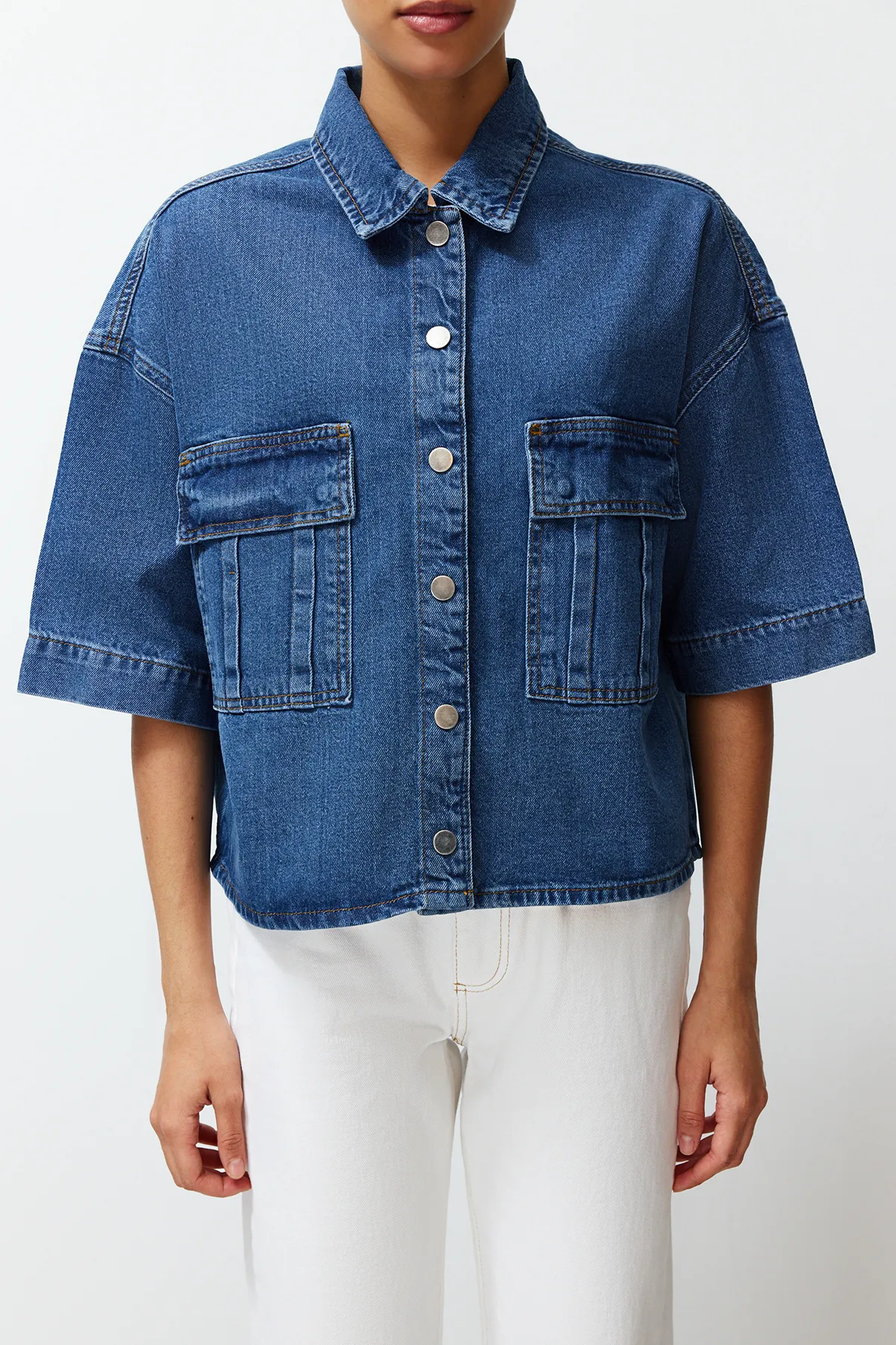 Trendyol Collection  Hemd - Blau - Figurbetont
