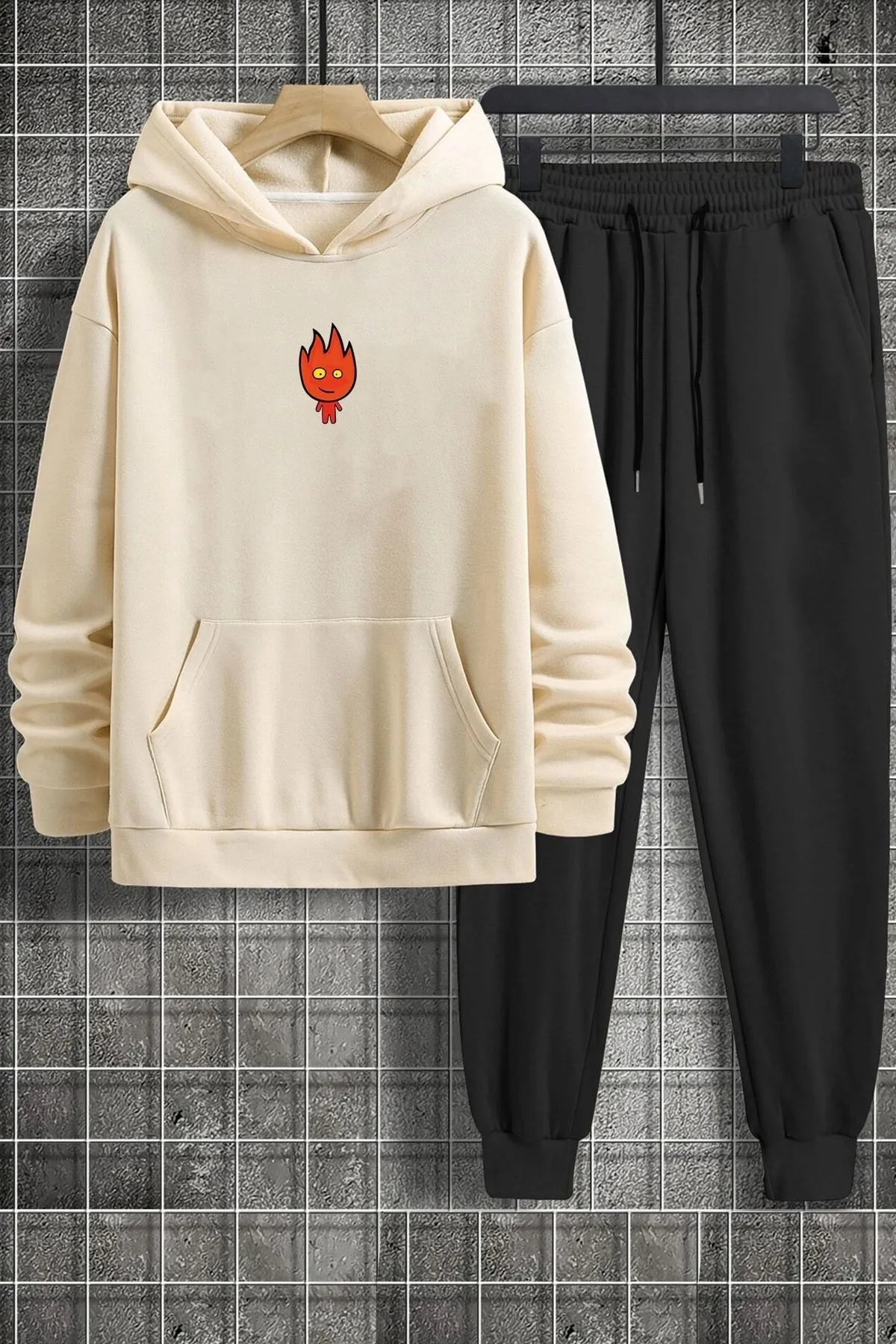 uyguntarz  Unisex-Trainingsanzug-Set mit Feuer-Avatar-Aufdruck