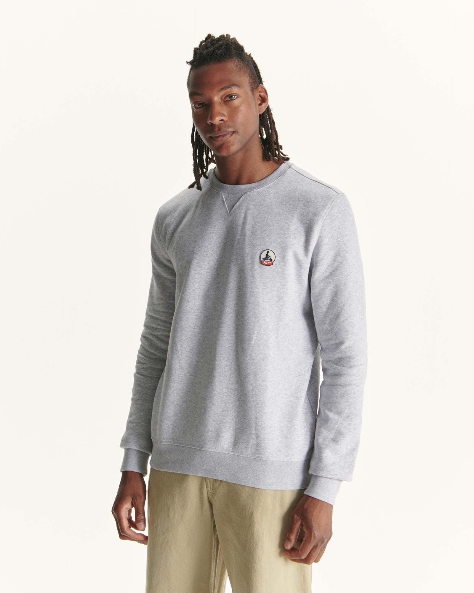 Sweat homme en coton biologique Gris chiné Braga