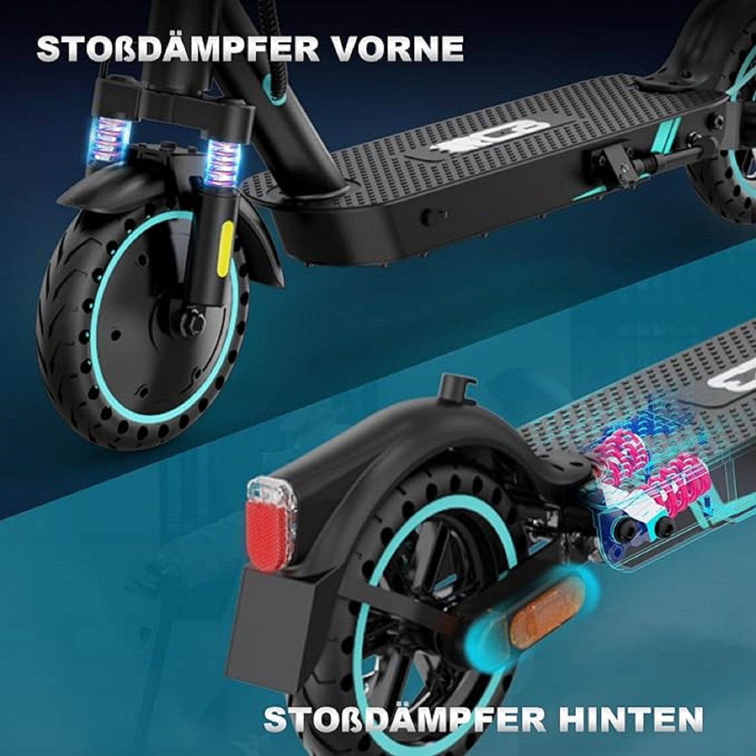 RCB E-Scooter mit Straßenzulassung (ABE), Elektroroller mit 400W Motor, Stoßdämpfung